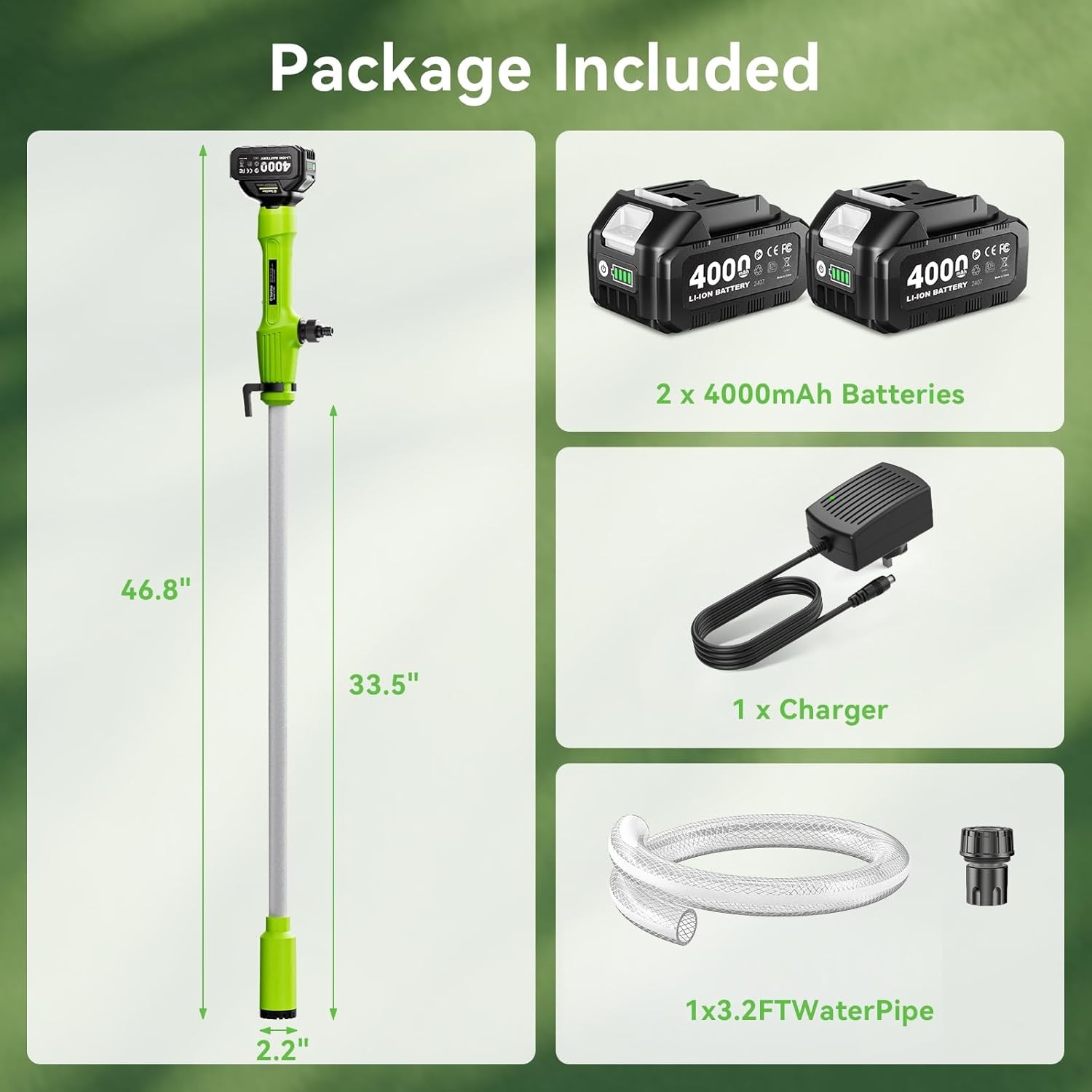 Taskstar Cordless Stick Transfer Pump 720GPH 60-Min for Water/Diesel Pool Pond
