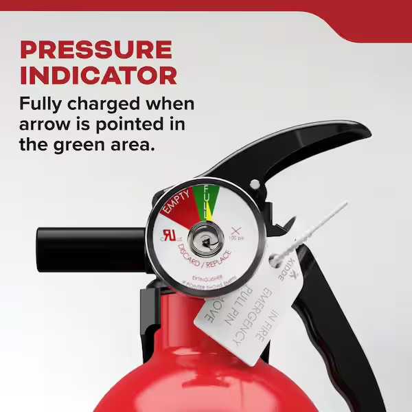 Compact Lightweight ABC Fire Extinguisher 2.4 lb 1A 10BC For Home Use