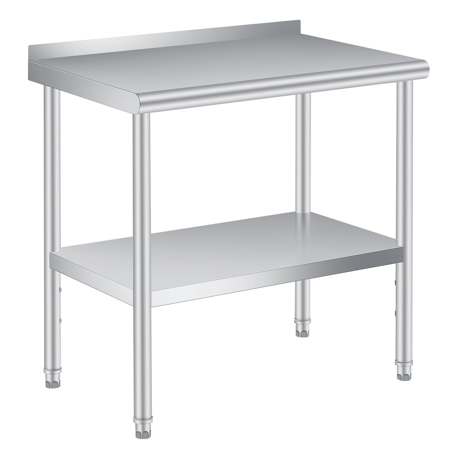 Stainless Steel Work Table w/Backsplash Heavy Duty Commercial Kitchen Prep Table