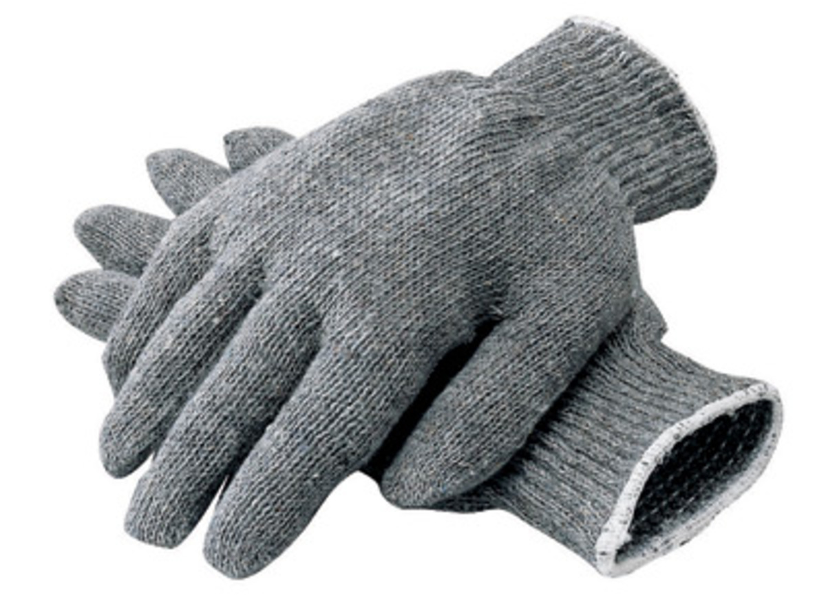 12 PAIR 1 DOZEN GRAY STRING KNIT POLY COTTON WORK GLOVES PAIRS GREY LARGE L