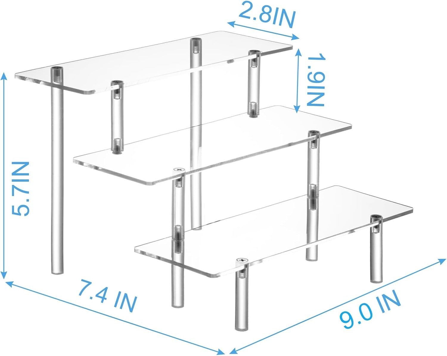 3 Tier Acrylic Display Risers Stand for Perfume, Cupcakes & Figurines