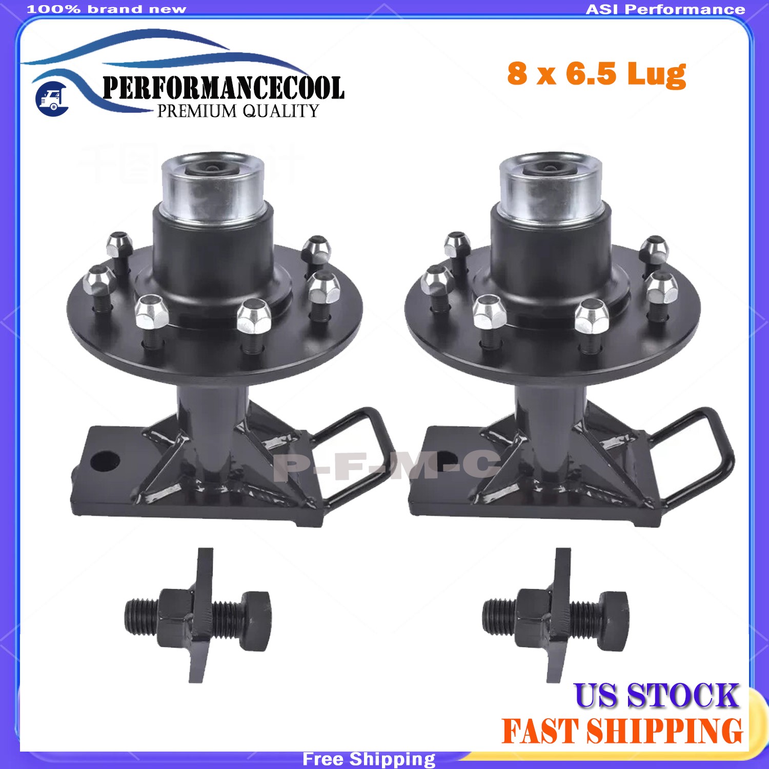 8 x 6.5 Lug 8000LB Shipping Container Wheels Steel Bolt-on Spindle Kit New
