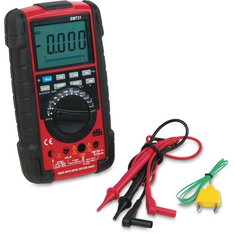 Mac Tools EM721 True RMS Autoranging Backlit Display Digital Multimeter w/ Case