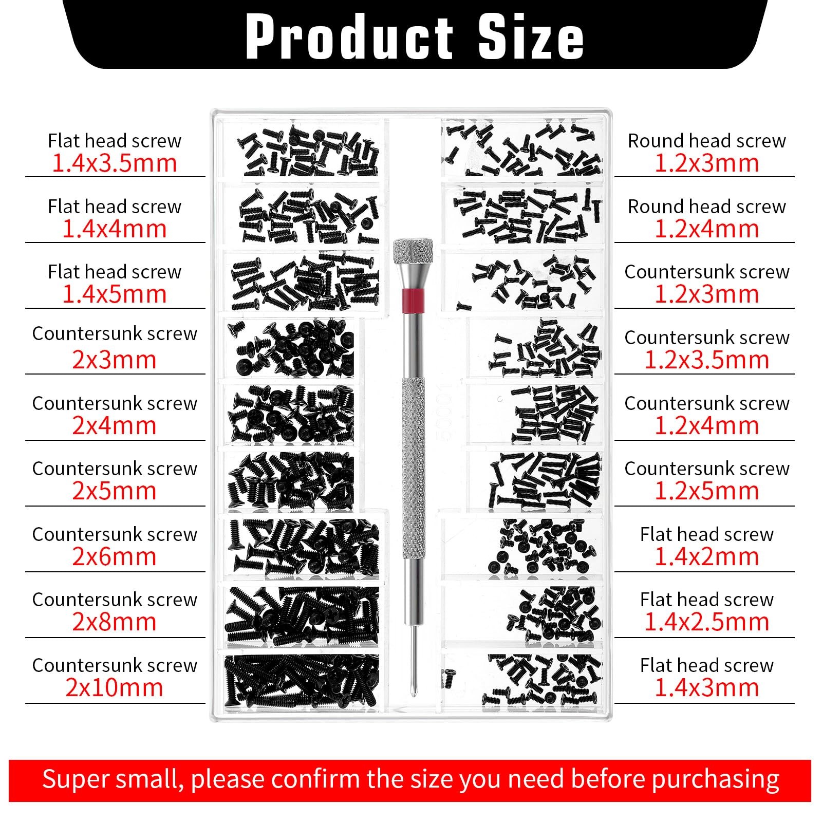 500 Pcs Tiny Screws Tiny Micro Repair Screw Kit M1.2/M1.4/M2.0 Small Replacem…