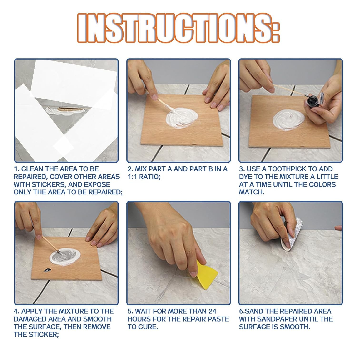 Porcelain Repair Kit, Waterproof Fiberglass Tub Repair Kits, Strong Tile Repair
