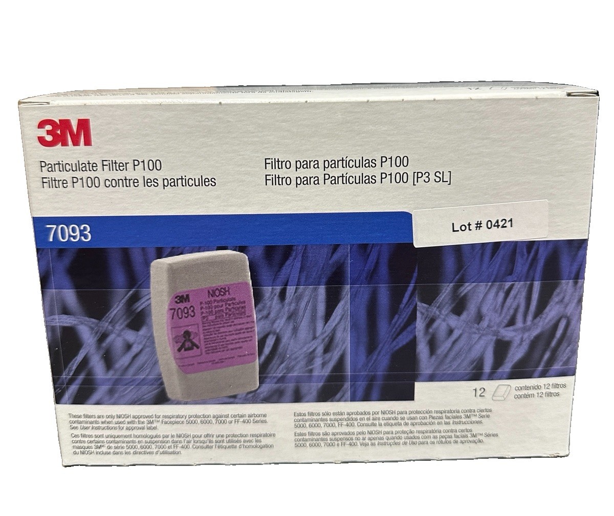 3M 7093 P100 Particulate Filters Respirator Cartridges 12ct Filters Exp 04/2026