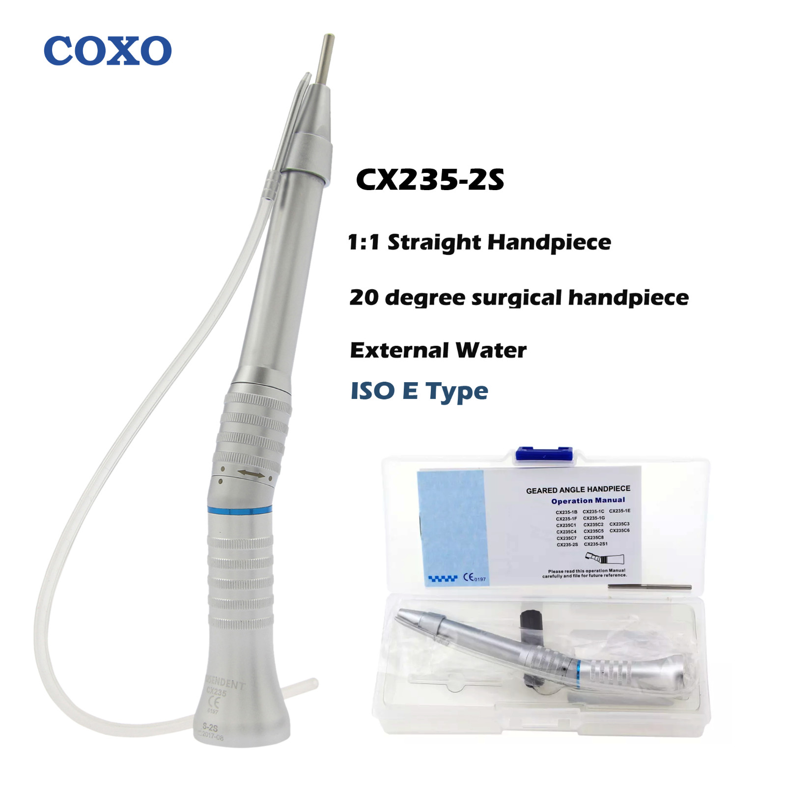 COXO Dental Surgical Handpiece 20:1 Implant Contra Angle 1:1 Straight Attachment