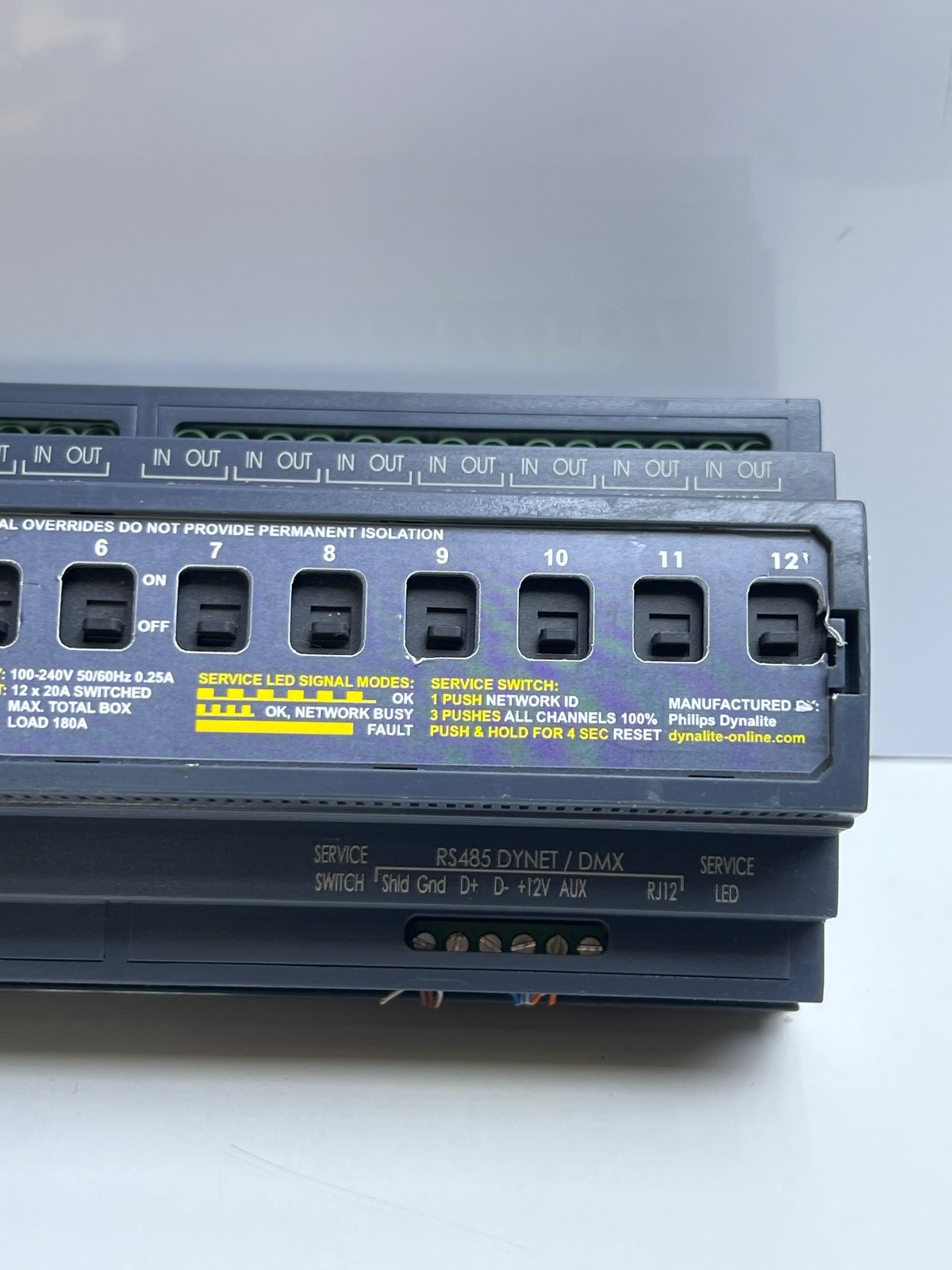 Philips Dynalite DDRC1220FR-GL Relay Controller 12 channel 120 X 20A 180A MAX