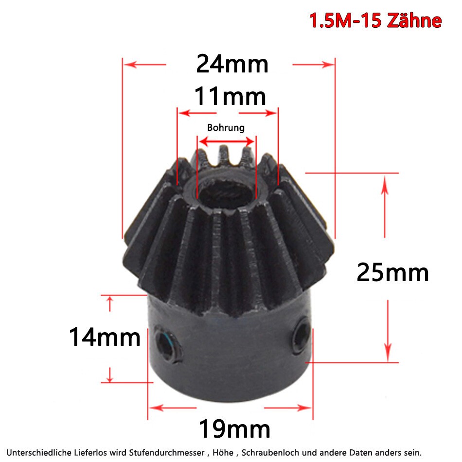 1.5 Module Bevel Gear 15/30 Tooth Bevel Gear Ratio 1:2 Bore 5/6/8-15mm