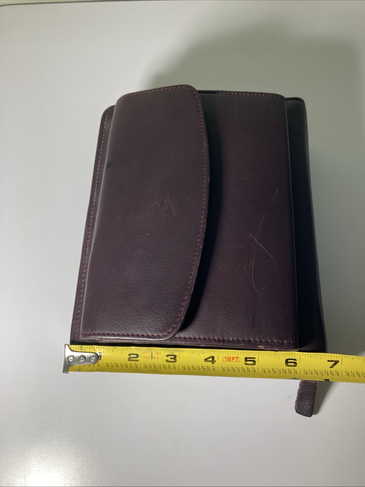 Franklin Quest Compact Burgundy Nappa Leather Zip around Planner 6 Rings