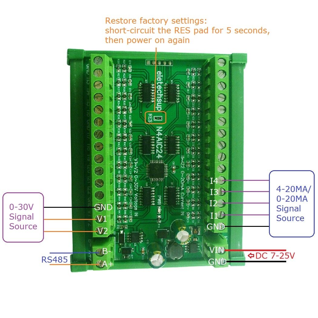 8-24CH 4-20MA To RS485 Current Analog Input Collector Module MODBUS RTU Board