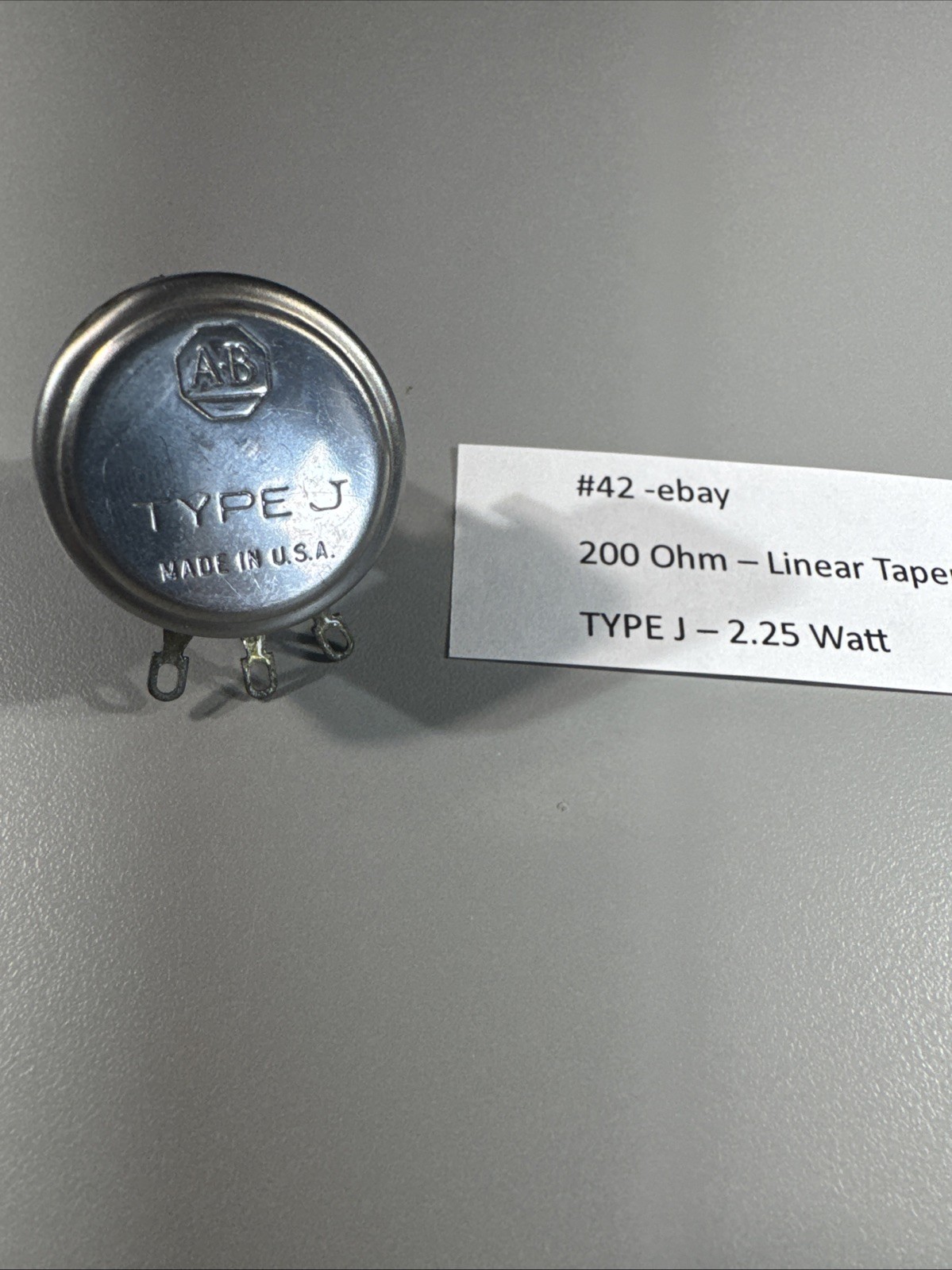 NOS Allen-Bradley TYPE J 200 Ohm Linear Taper Potentiometer USA #42