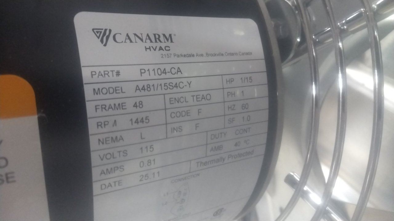 Canarm AX16-1VHE 1/15 HP 1450 RPM 115VAC 16 In Blade Shutter Mount Exhaust Fan