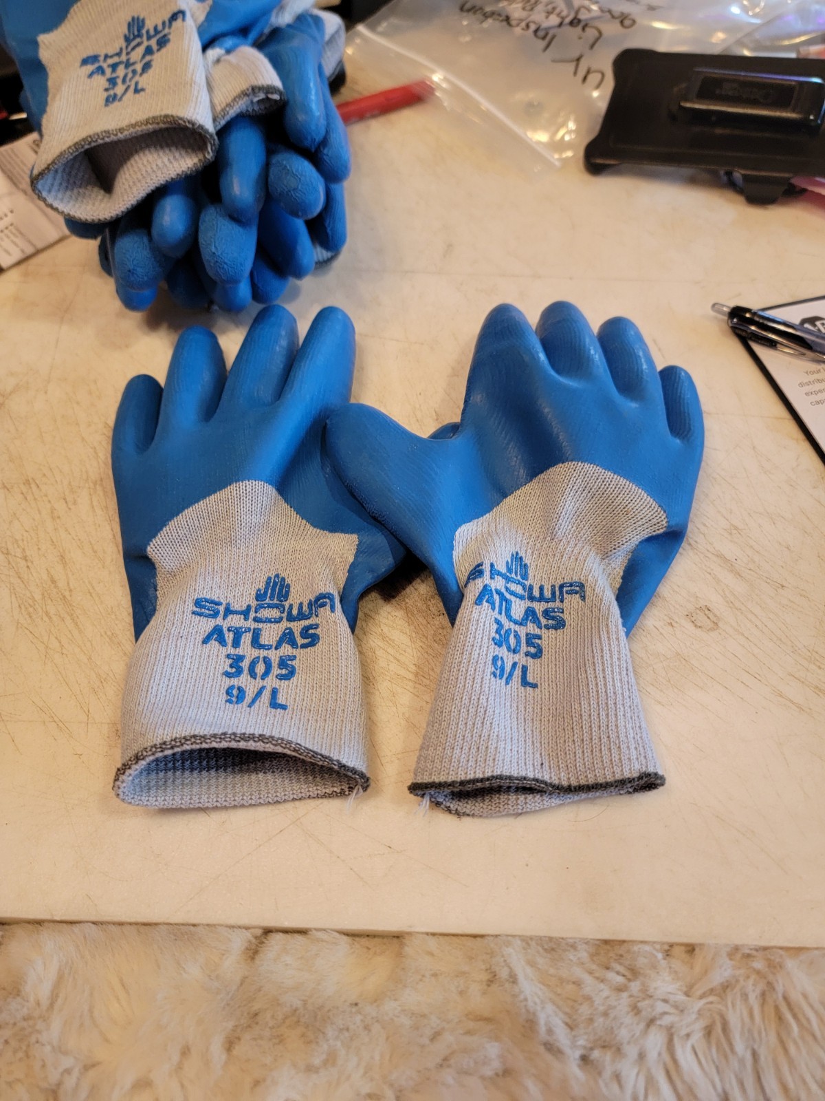 SHOWA ATLAS FIT 305 WORK GLOVES SIZE 9/L, 5pk, FreeShipL48