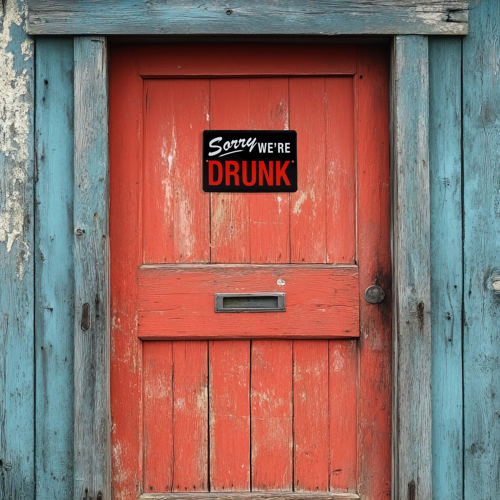 Sorry We’re Drunk Funny Sign Man Cave Dorm Room Essentials Home Decor Wall Art