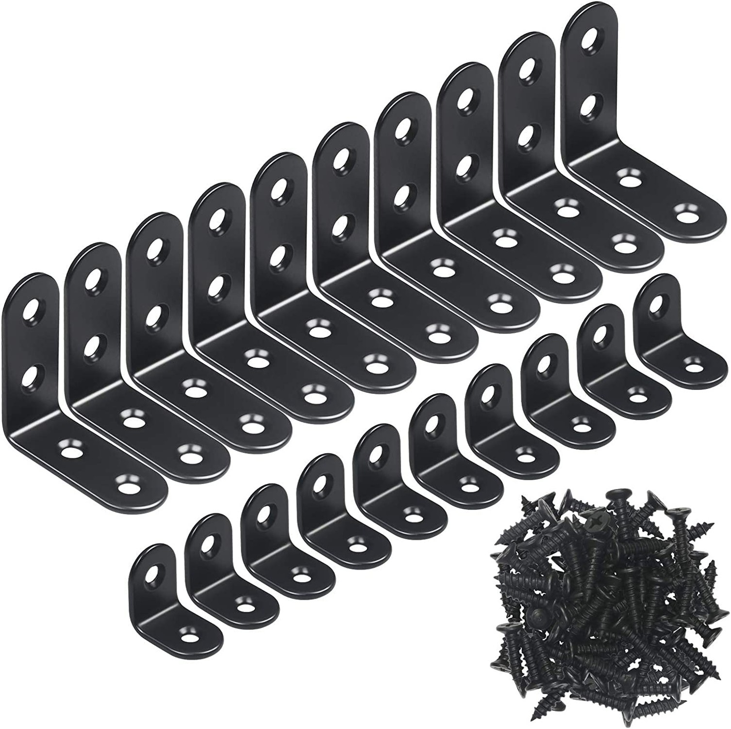 YAMASO 20PCS L Bracket Corner Bracket,Black Small Right Angle Bracket for Woo…