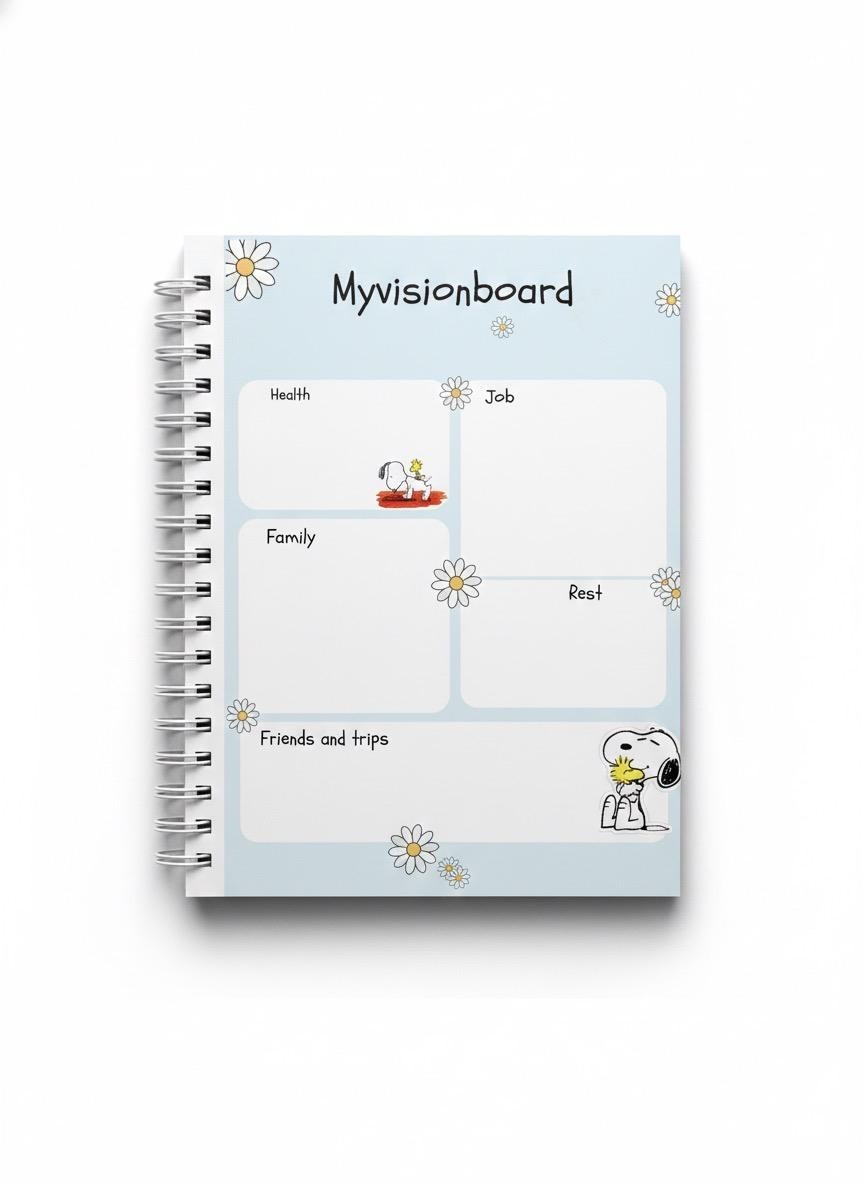 Daily planner Cute Personalized Peanuts, Snoopy-Inspired Hardcover Journal,