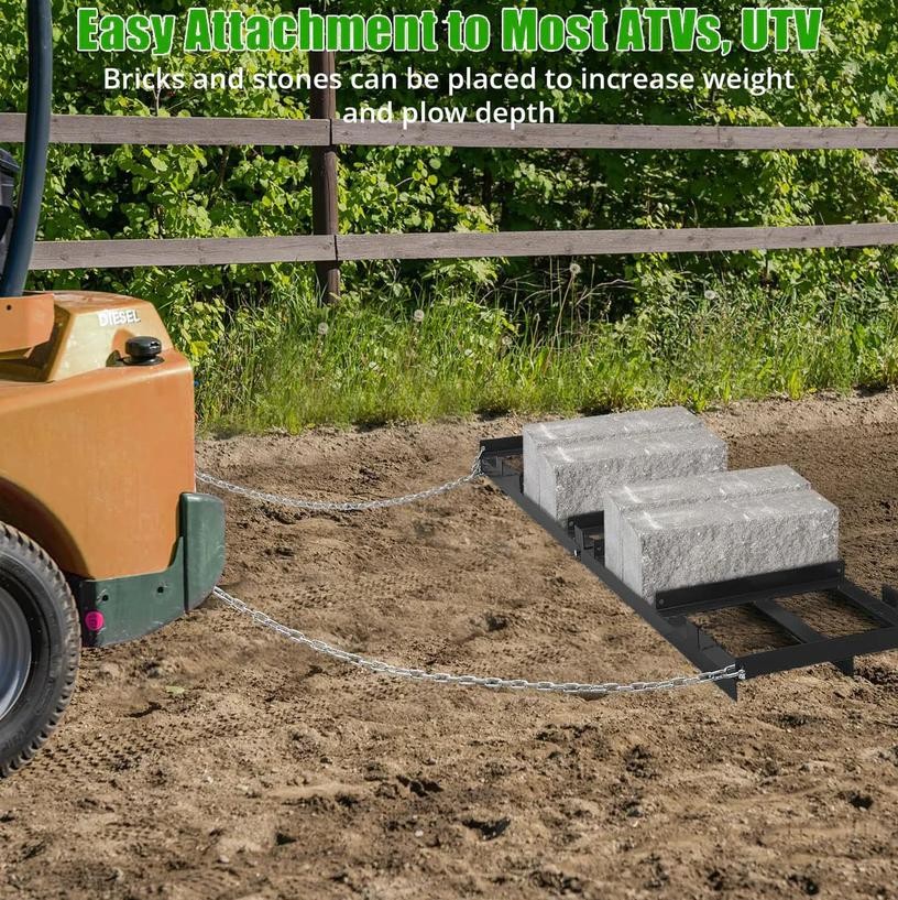 Garvee 6 FT Drag Harrow Driveway Grader Heavy Duty Tow Behind Gravel Sand Soil