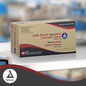 Safe-Touch Black Nitrile Exam Gloves, Powder-Free, Large, 1 Box of 100 Gloves,