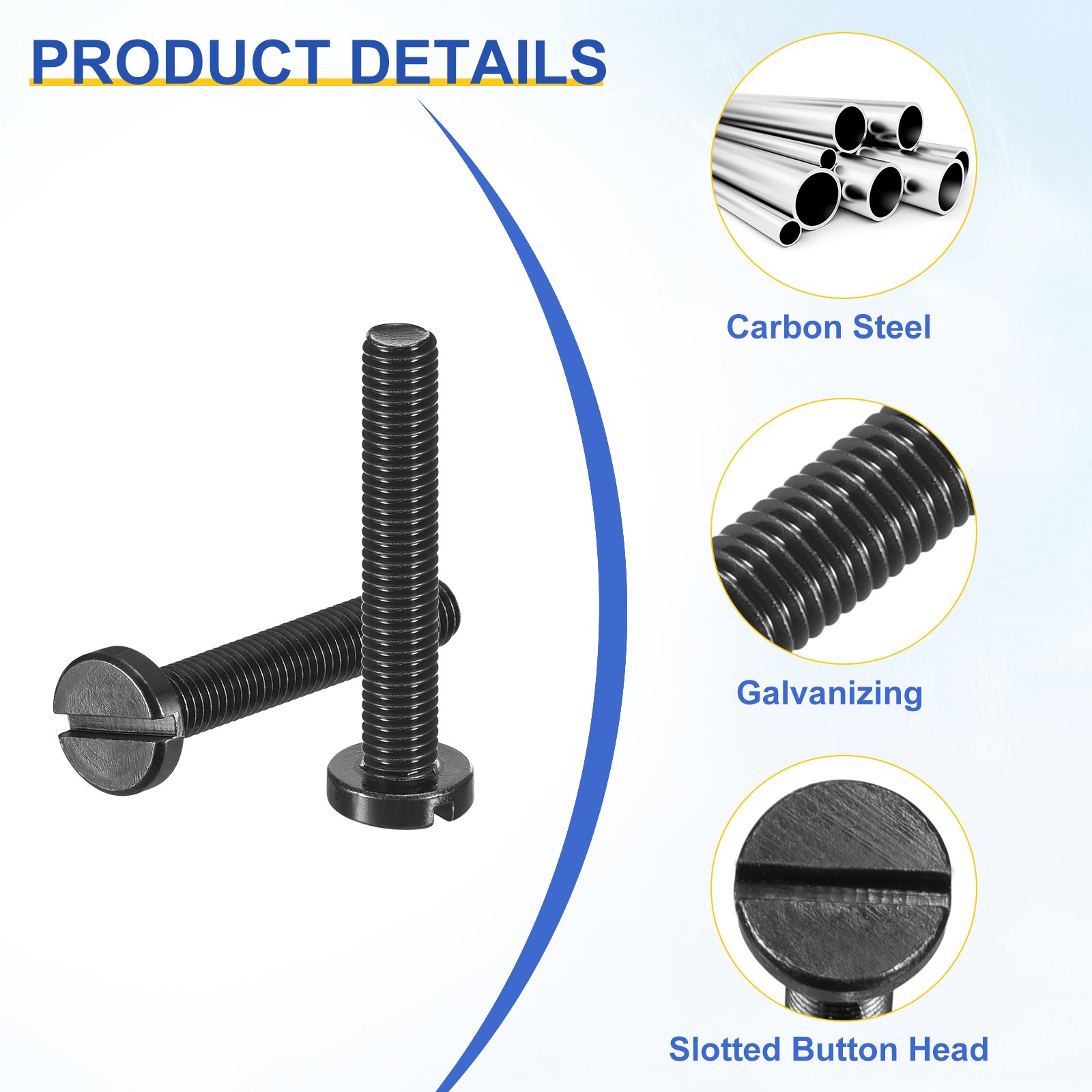 10Pcs Black Oxide Slotted Button Head Screws 8-36 x 1″ Machine Screw