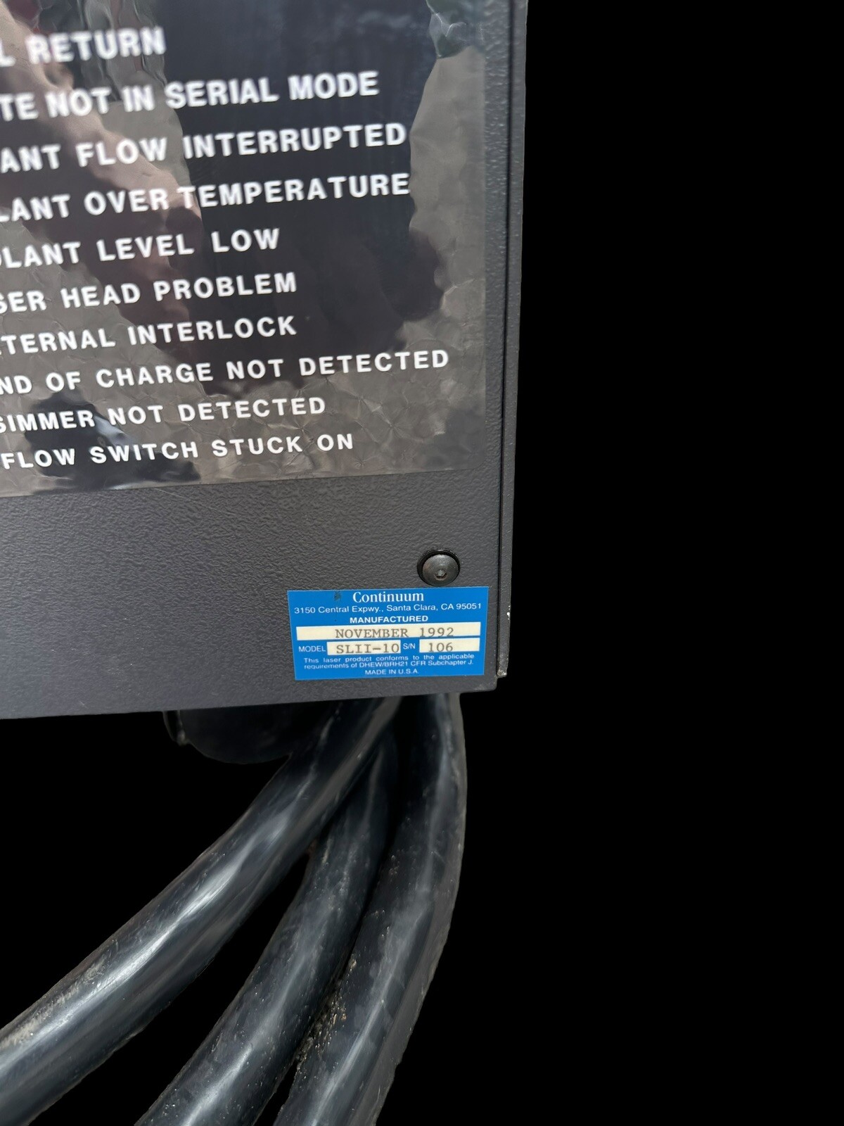 Continuum Surelite SLII-10 Power Supply With Spectra Physics 177-G02 Laser