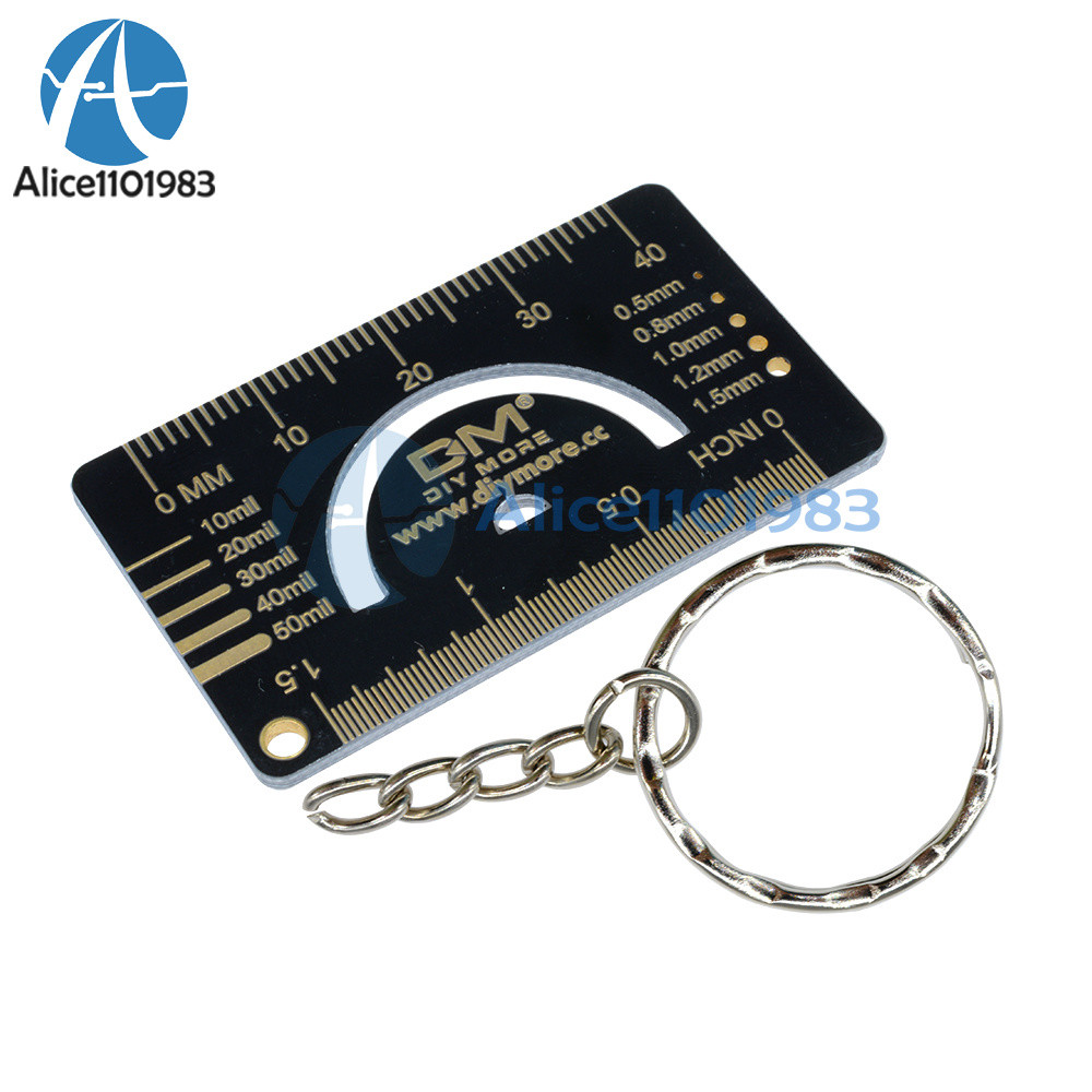 4CM Multifunctional FR4 PCB Ruler Measuring Tool Angle Measure Meter + Keychain