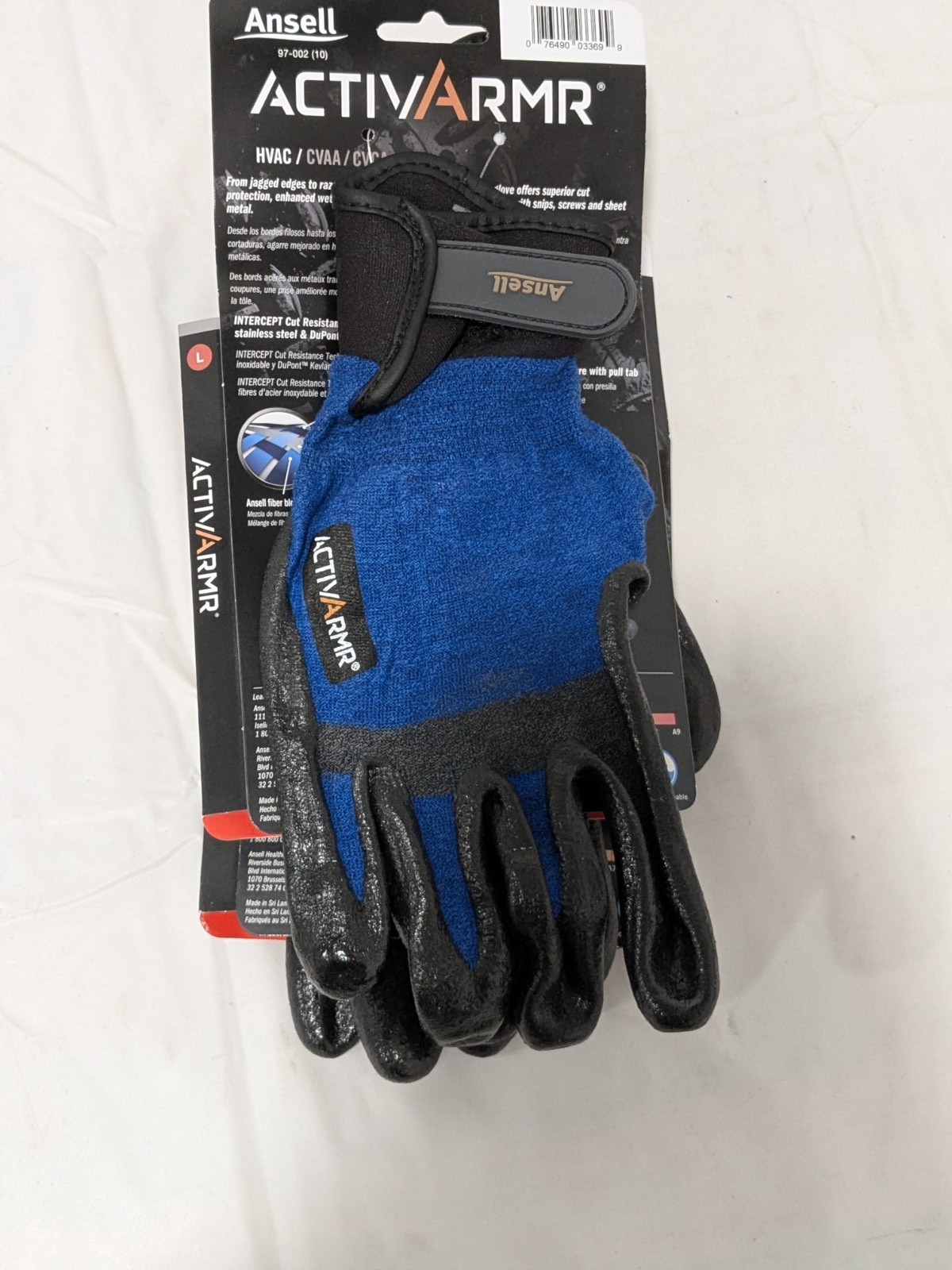 ANSELL 2pk Cut, Puncture & Abrasion-Resistant Gloves Sz L 97-002