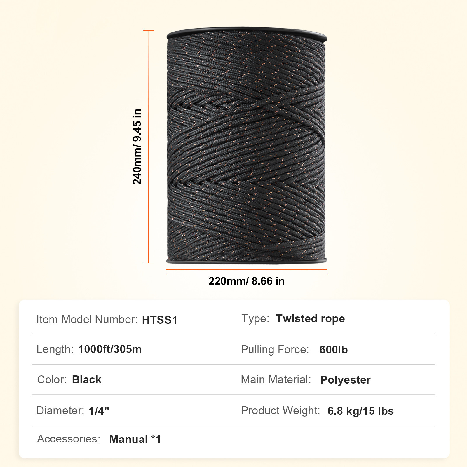 1000Ft 305M Electric Fence Wire Fencing Polywire Horse Cattle Livestock