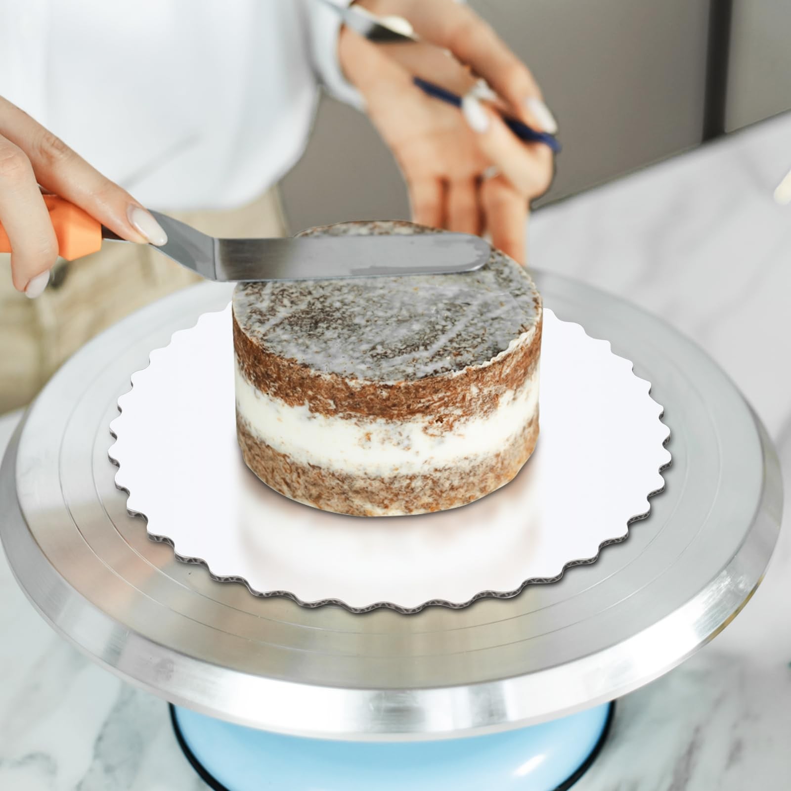 Cake Boards 8 inch Round, White Scalloped Edges Food 8 Inch