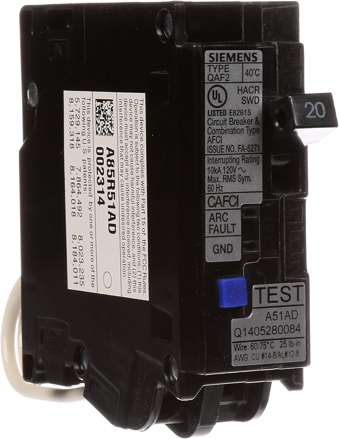 High-Performance 20 Audio AFCI Breaker, 120V Voltage – Easy Plug-In Mounting