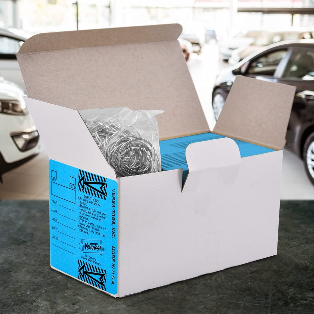Versa-Tags 250 Per Box, Self-Protecting Paper Key Tags 250 Tags, Solid Blue