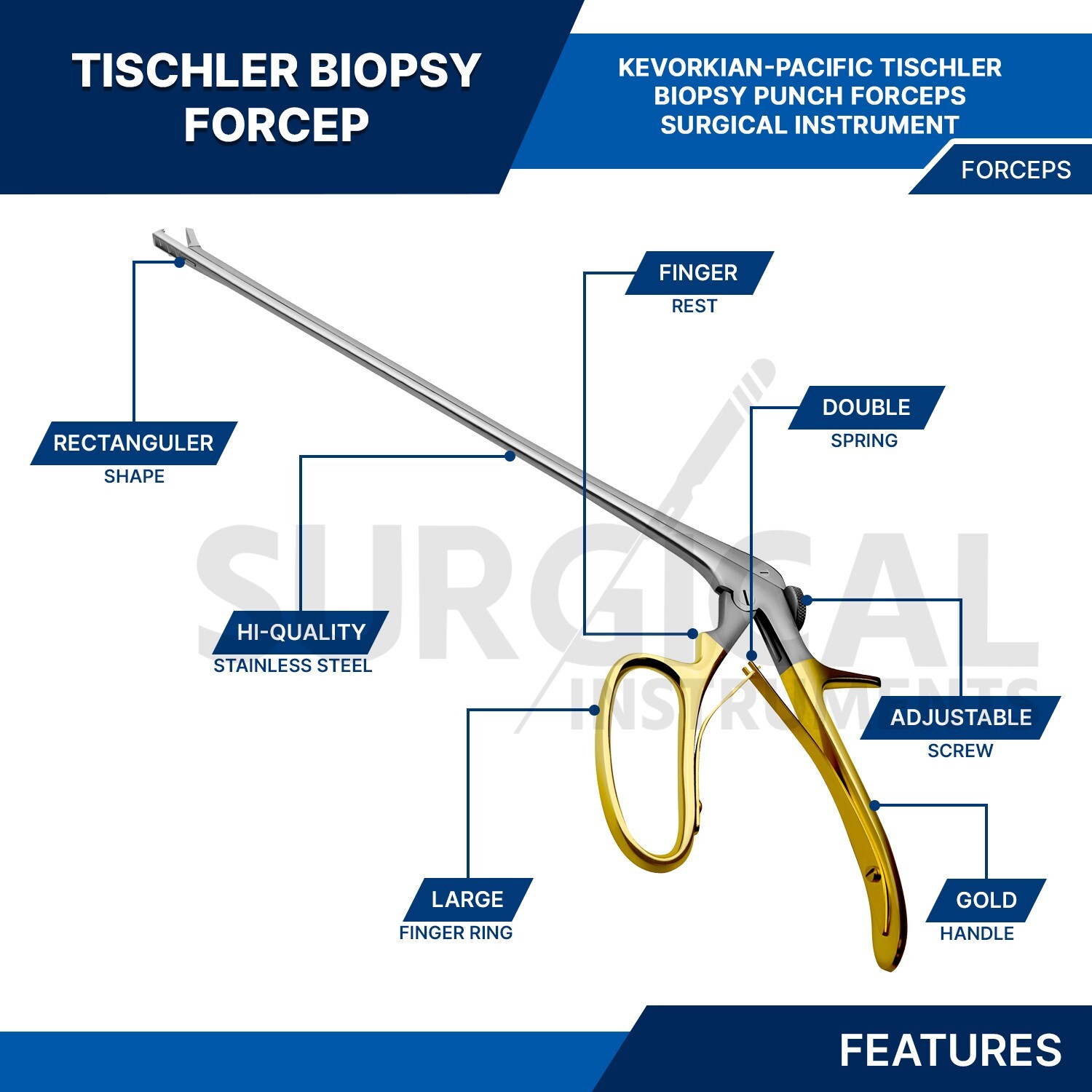 Tischler-Kevorkian Cervical Pacific Biopsy Punch OB/GYN 3mm x 8mm Rectangular