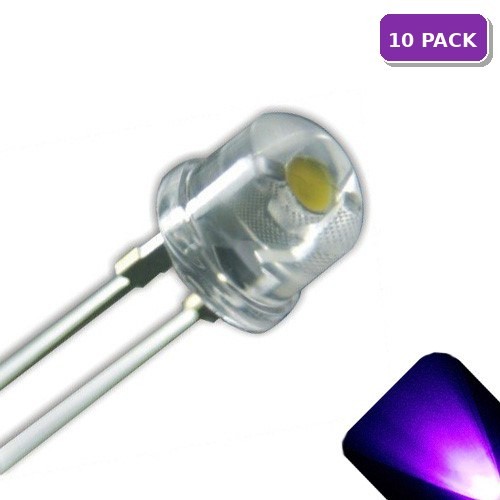 10 x LED 5mm / 4.8mm UV / Purple Ultra Bright Straw Hat Wide Angle LEDs Light