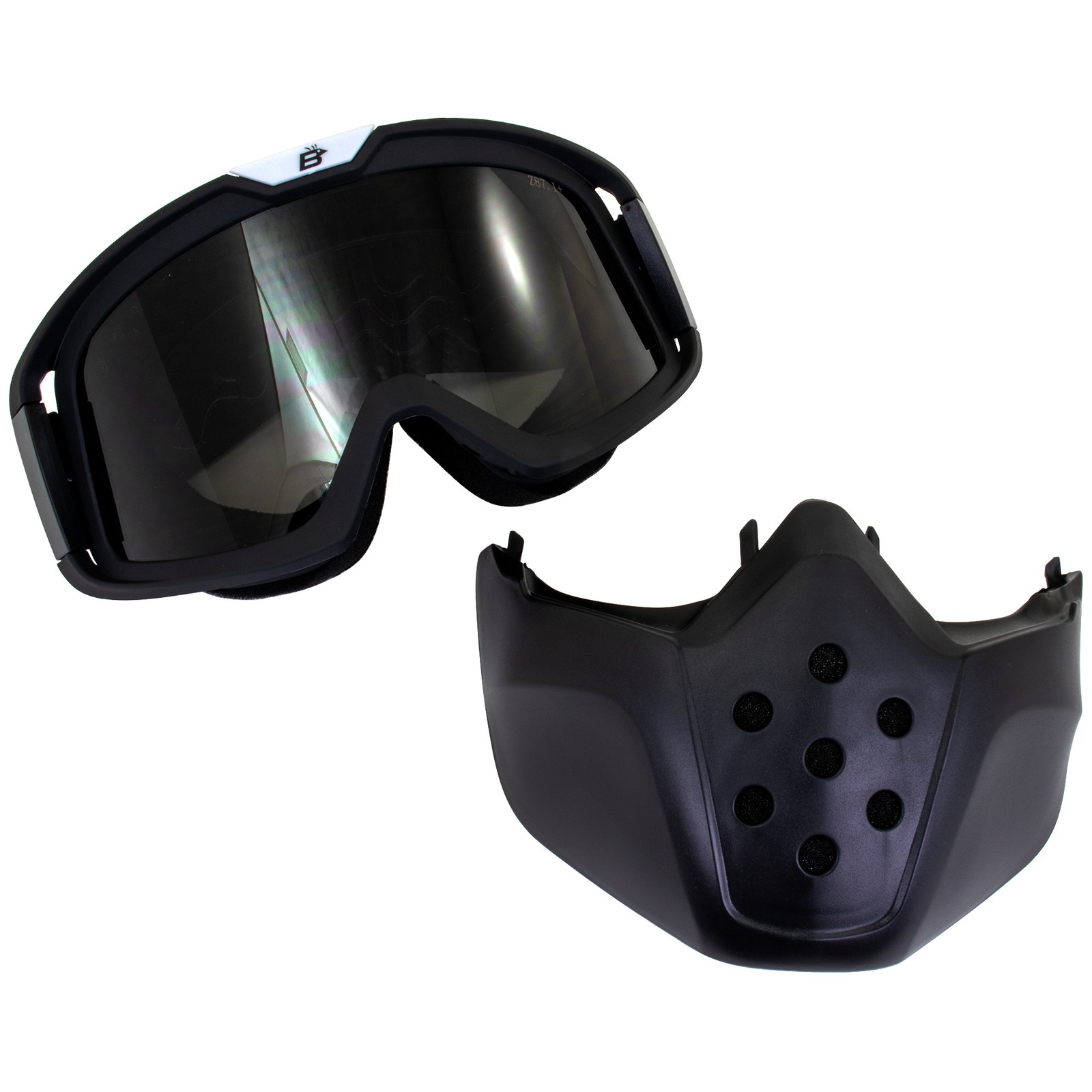 2 Pairs Birdz Pelican Mask Safety Goggles OTG Black TPU Frame w/Clear Smoke Lens
