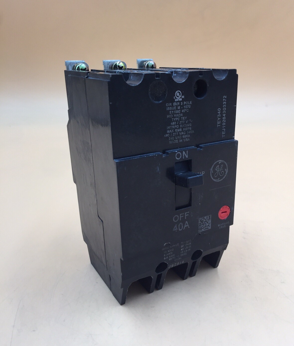 HOUSTON STOCK NEW GE TEY340 TYPE TEY 40 AMP 480 V FREE 2 DAY AIR SHIPPING