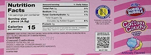Dubble Bubble Cotton Candy Bubble Gum 4 Pieces Per Sleeve – 36 Count