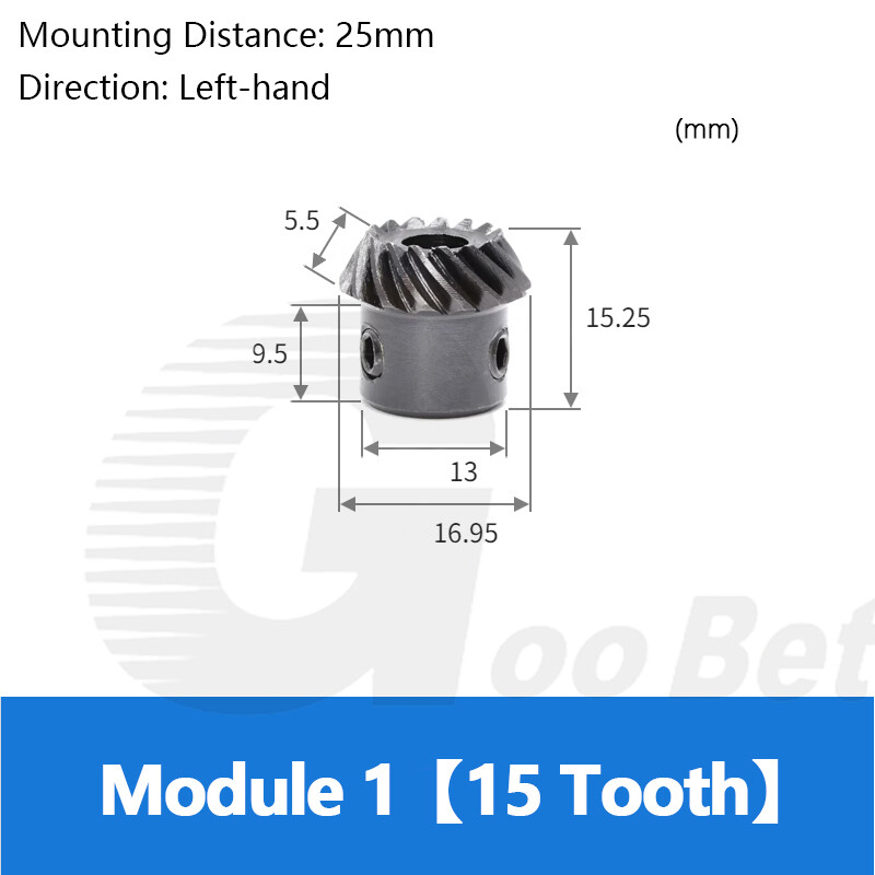 Module 1 1.5 Spiral Bevel Gear C45 Steel Gear Ratio 1:2 15 18 20 30 36 40 Tooth