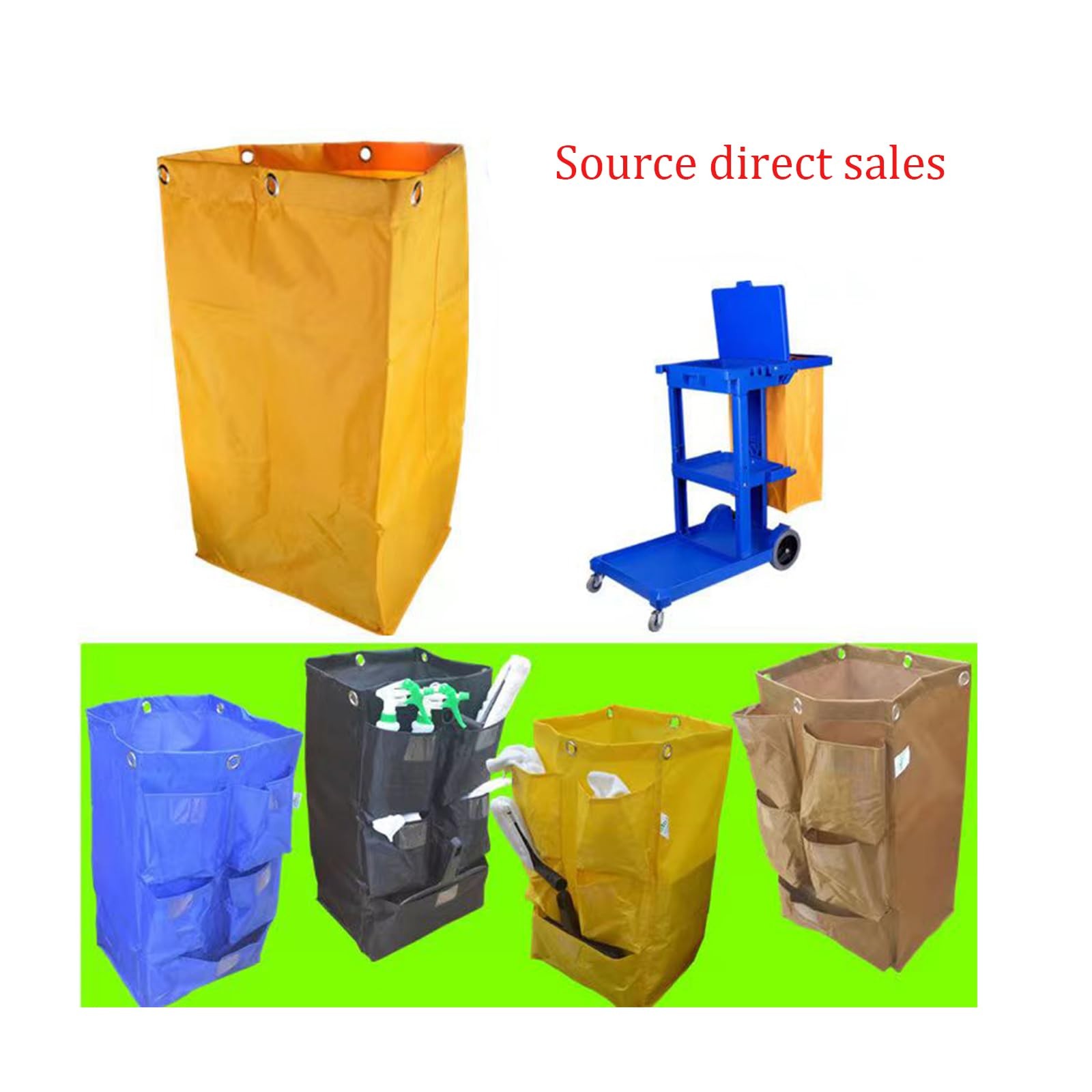 Janitorial Cart Bag with 5 Pockets,25 Gallon Housekeeping cart Bag High Capac…