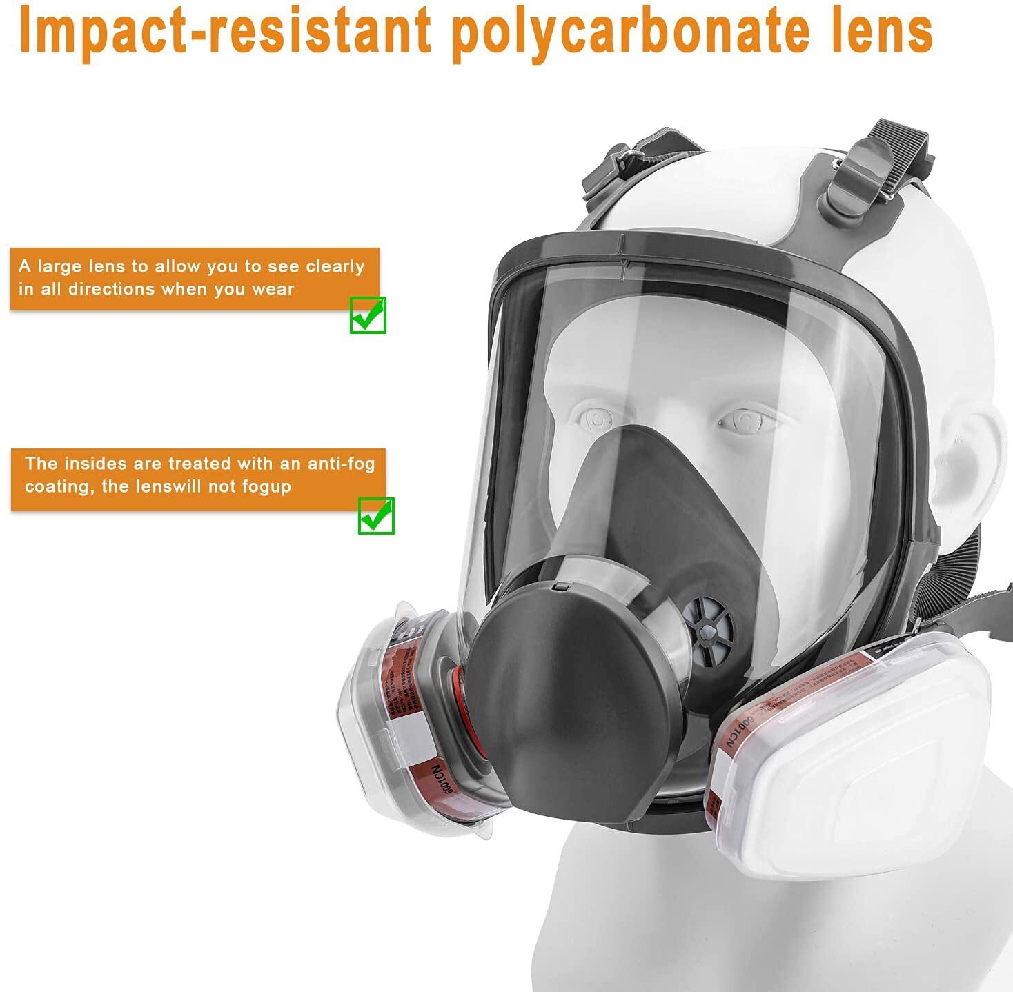 Full Face Respirator Gas Mask for Chemical Organic Vapors Dust Painting Spraying