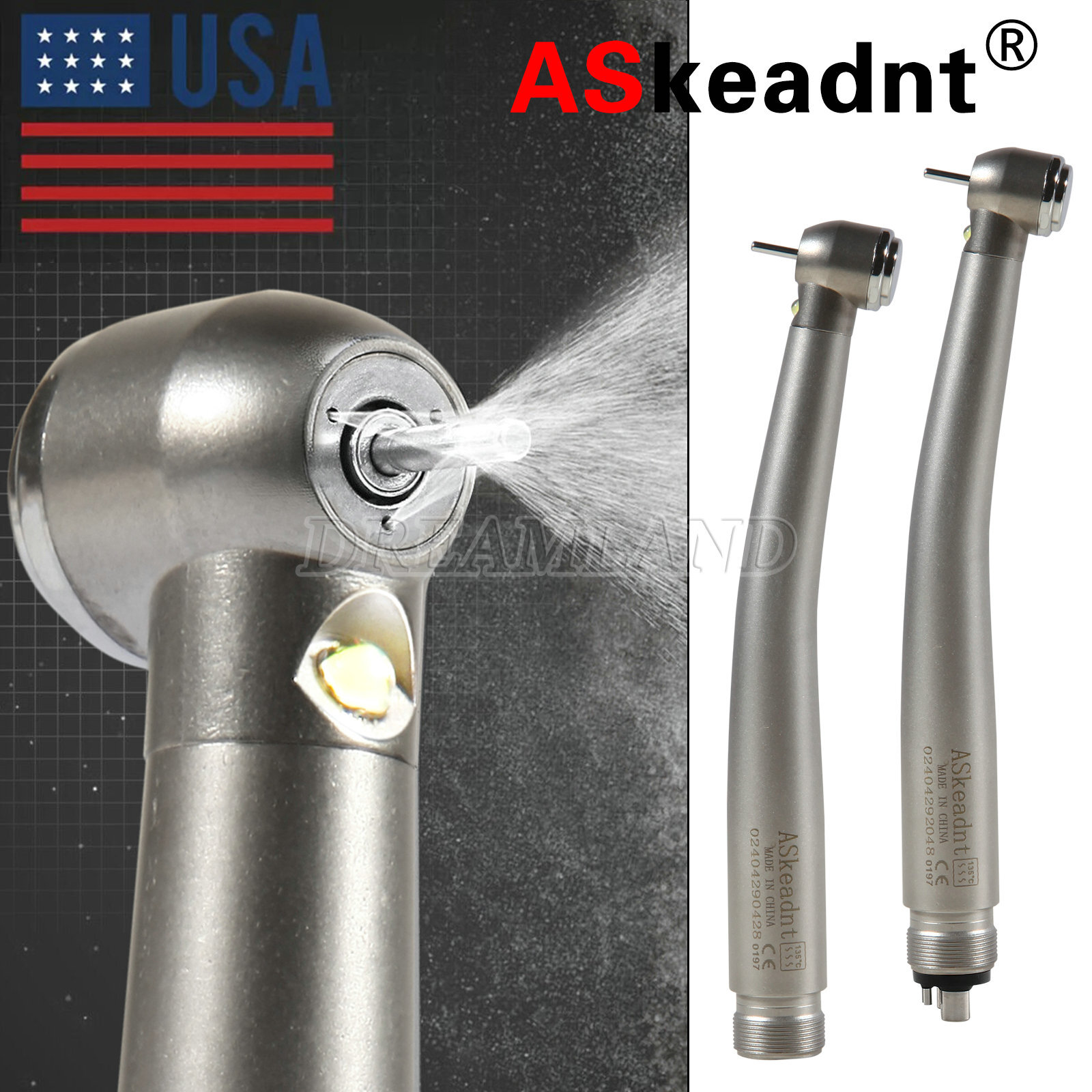 Pieza de mano LED turbina alta velocidad fibra óptica dental estilo NSK 2/4 Hole