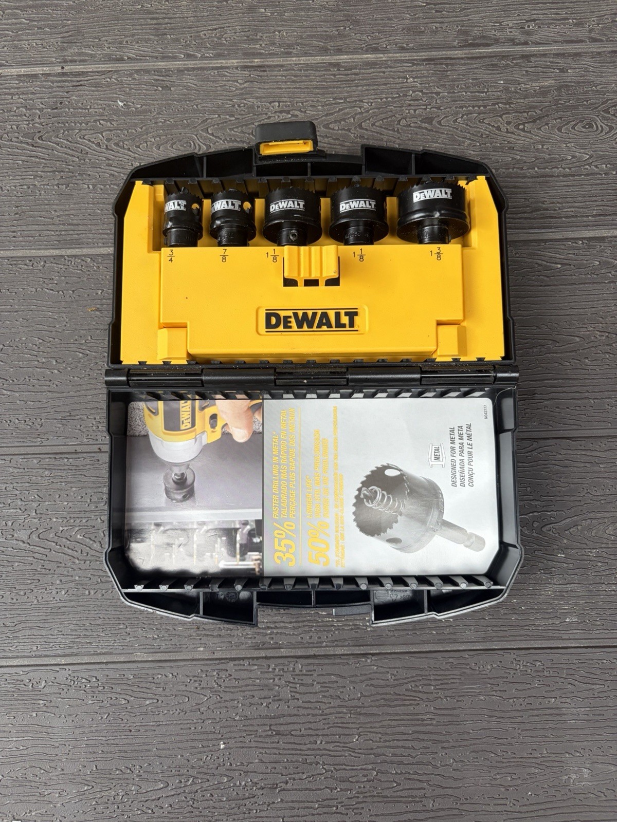 DEWALT Metalworking Hole Saw Set w/ Case, 3/4 7/8 1-1/8 1-3/8 in