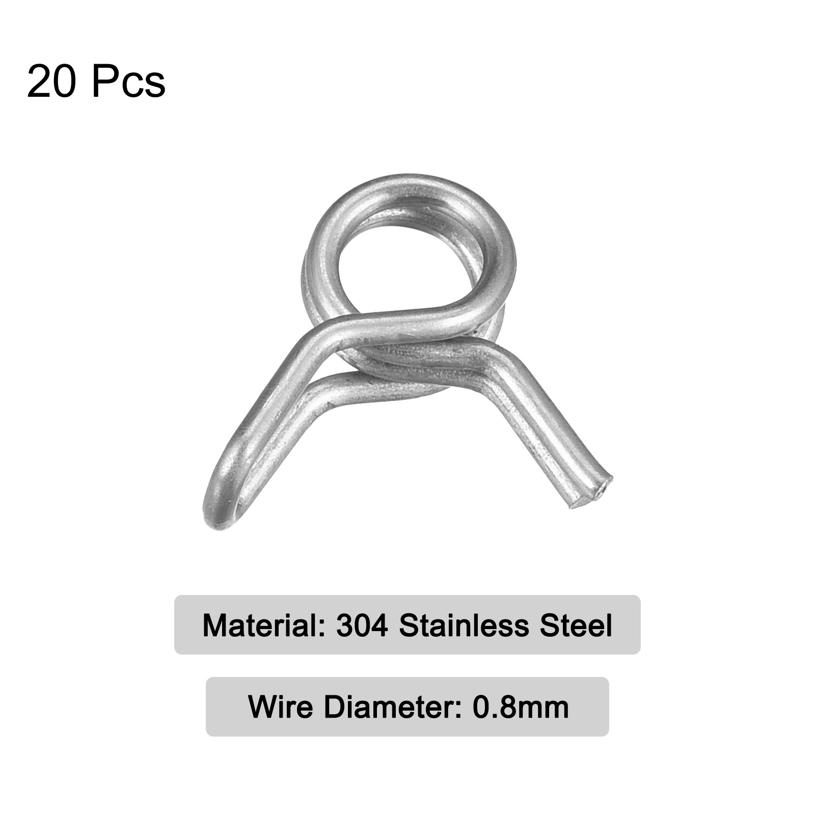Double Wire Spring Clamp, 20pcs 304 Stainless Steel 3.5mm ID For 3.8mm-4.2mm OD