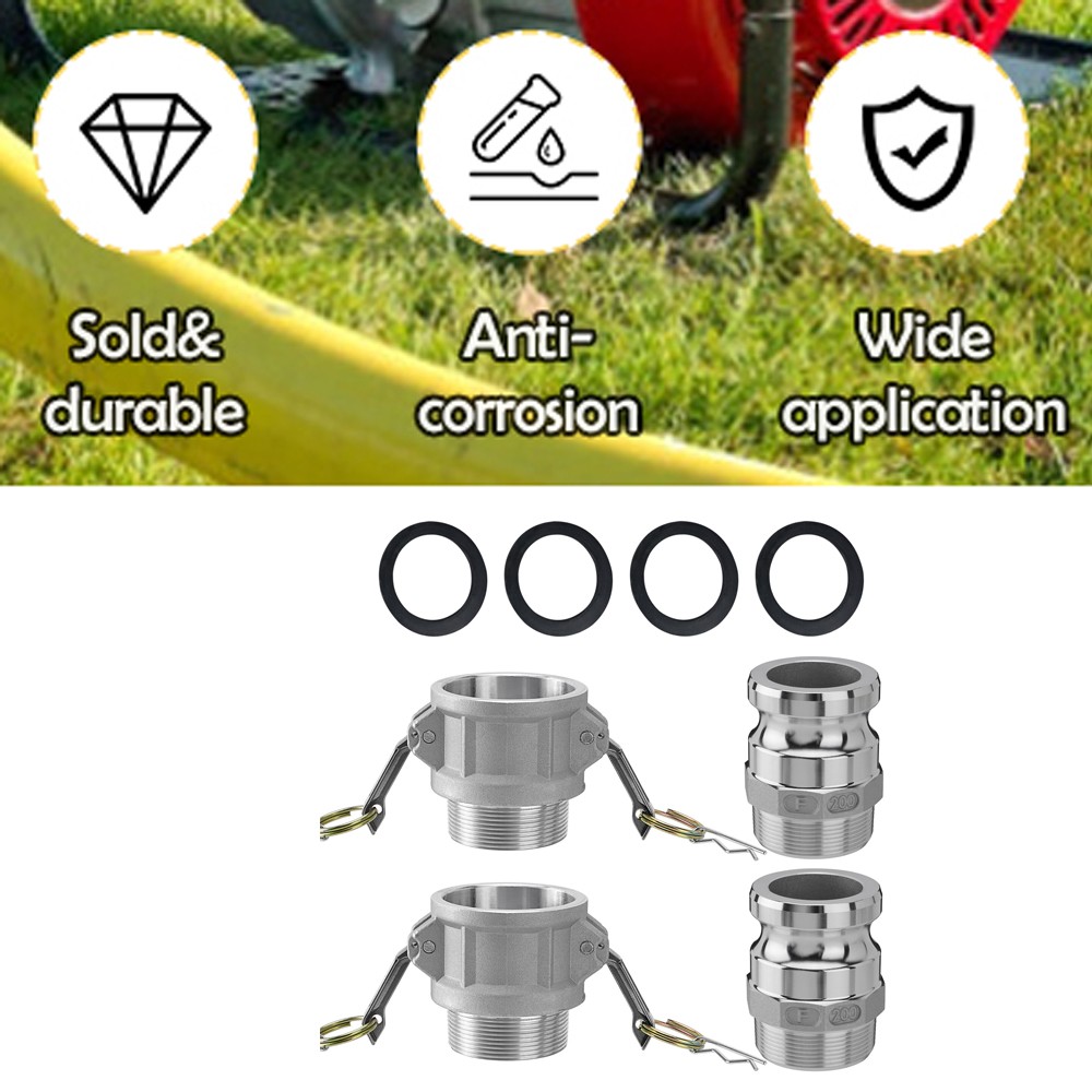 2 Pack Aluminum Camlock Fittings Type B & Type F Cam and Groove Hose Fittings
