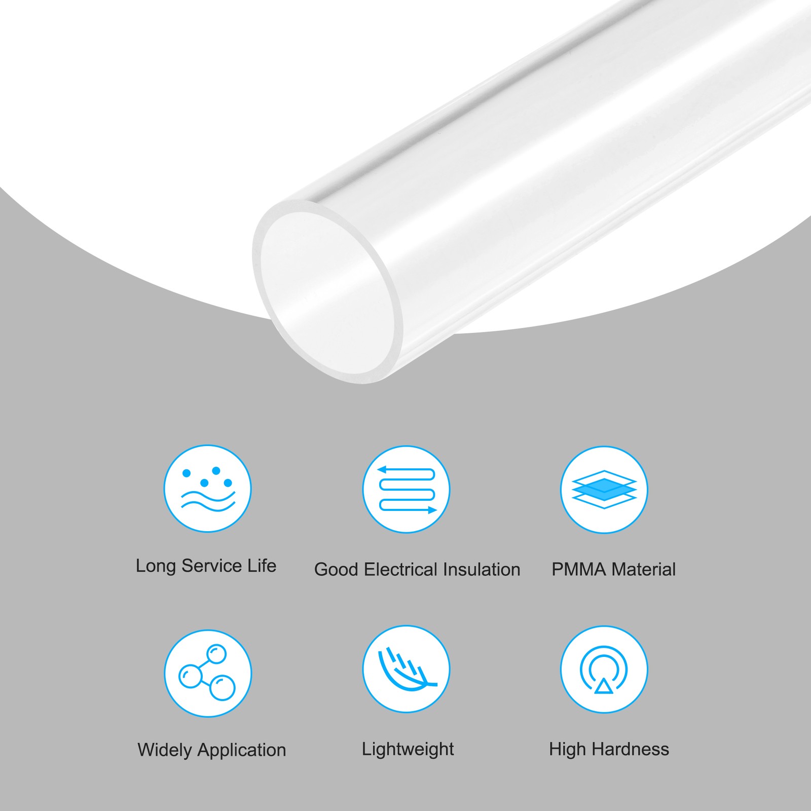 Clear Rigid Acrylic Pipe 31mm ID x 35mm OD x 305mm Round Tube