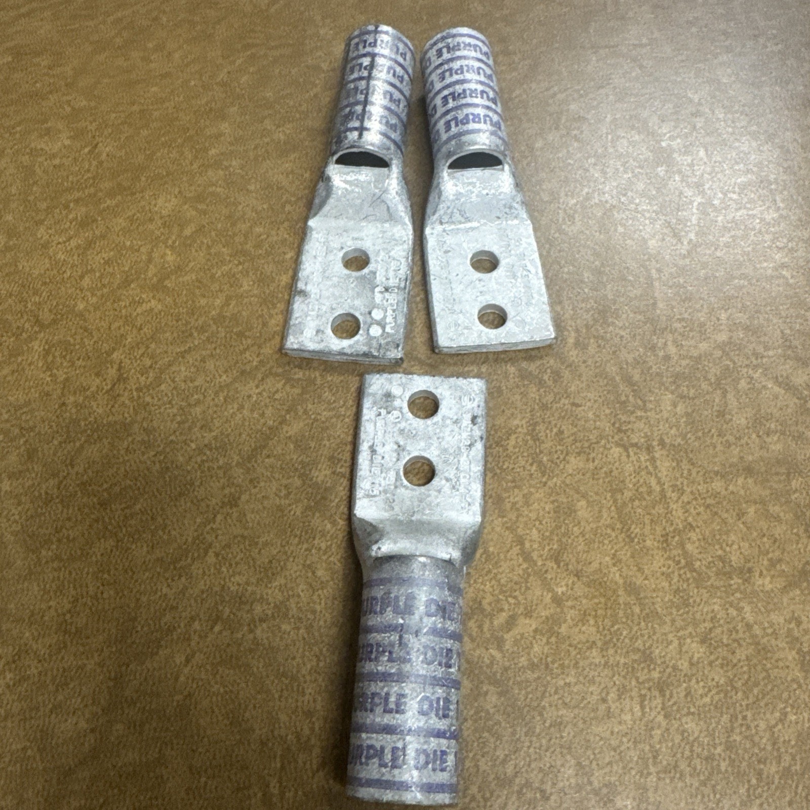 BURNDY YAV28L-2NT38-FX 4/0 Two Hole Lug Purple Die 15, 3/8” Holes, 1” Spacing