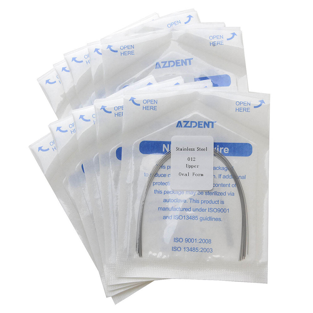 AZDENT Dental Super Elastic Stainless Steel Arch Wires Round Ovoid /Natural FDA