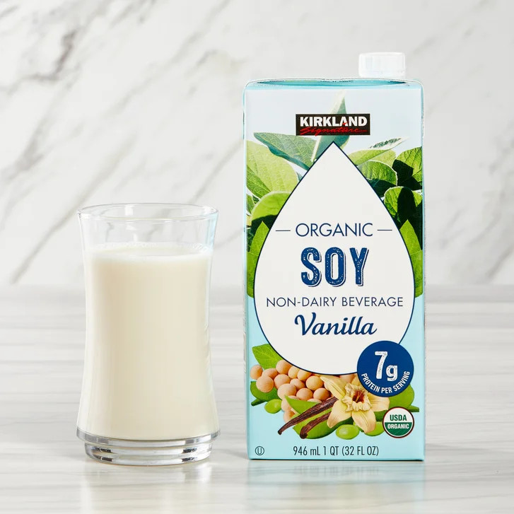 Kirkland Organic Soy Beverage Vanilla 32 fl oz 12-Pack Costco Non-Dairy