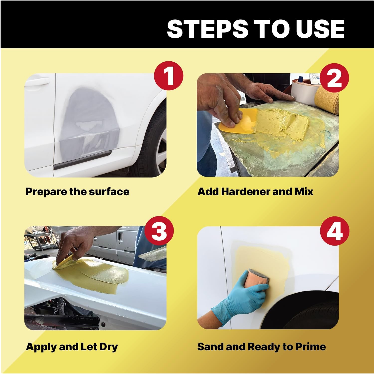LAUCO Ultra Gold Premium Lightweight Body Filler, Bridges Holes, Water