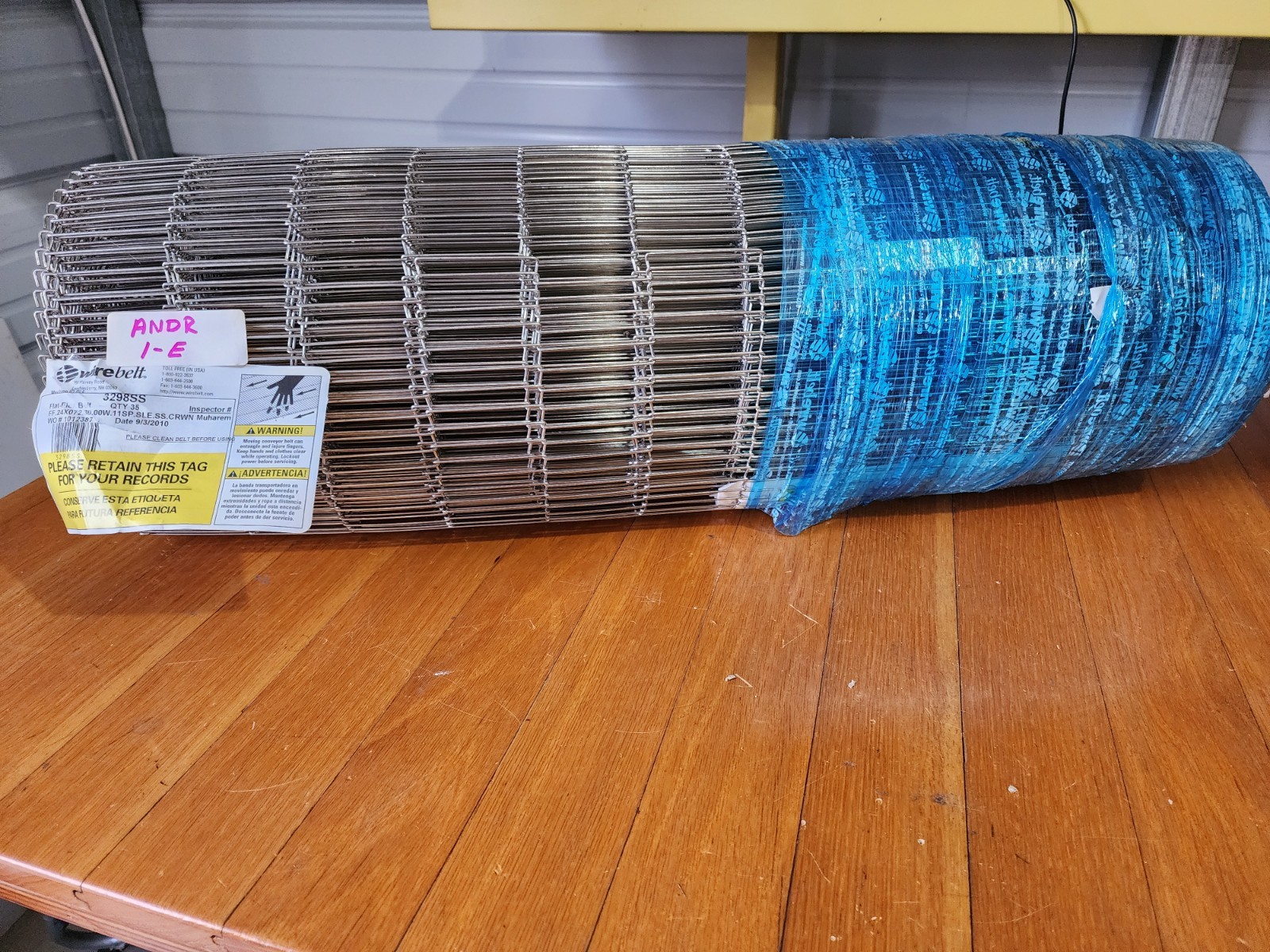 WireBelt FF,24X072,30.00W,11SP,SLE SS Flat Flex 30″ X 35′ Conveyor Belt 2398SS