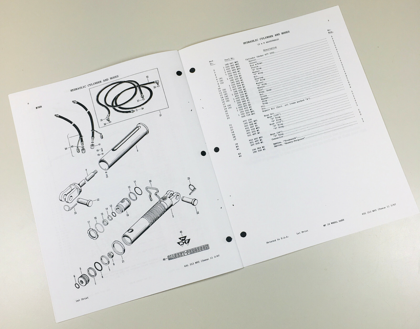 Massey Ferguson Mf No. 39 Wheel Rake Parts Manual Catalog Schematic Book Mf
